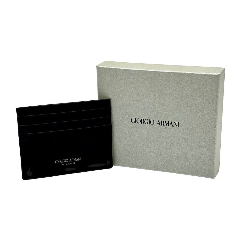 Leather Card Holder Wallet In Black New